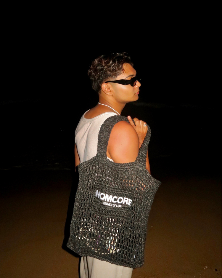 Black Crochet Tote Bag