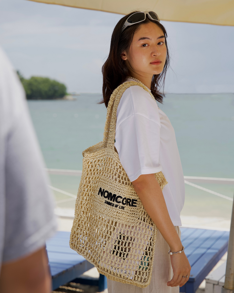 Beige Crochet Tote Bag