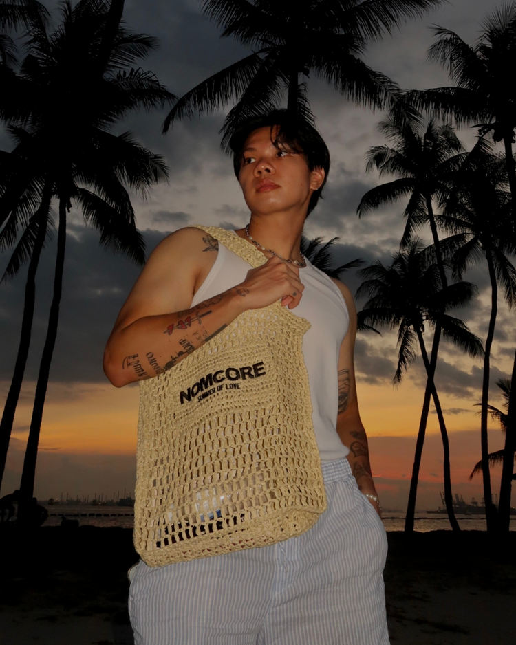 Beige Crochet Tote Bag