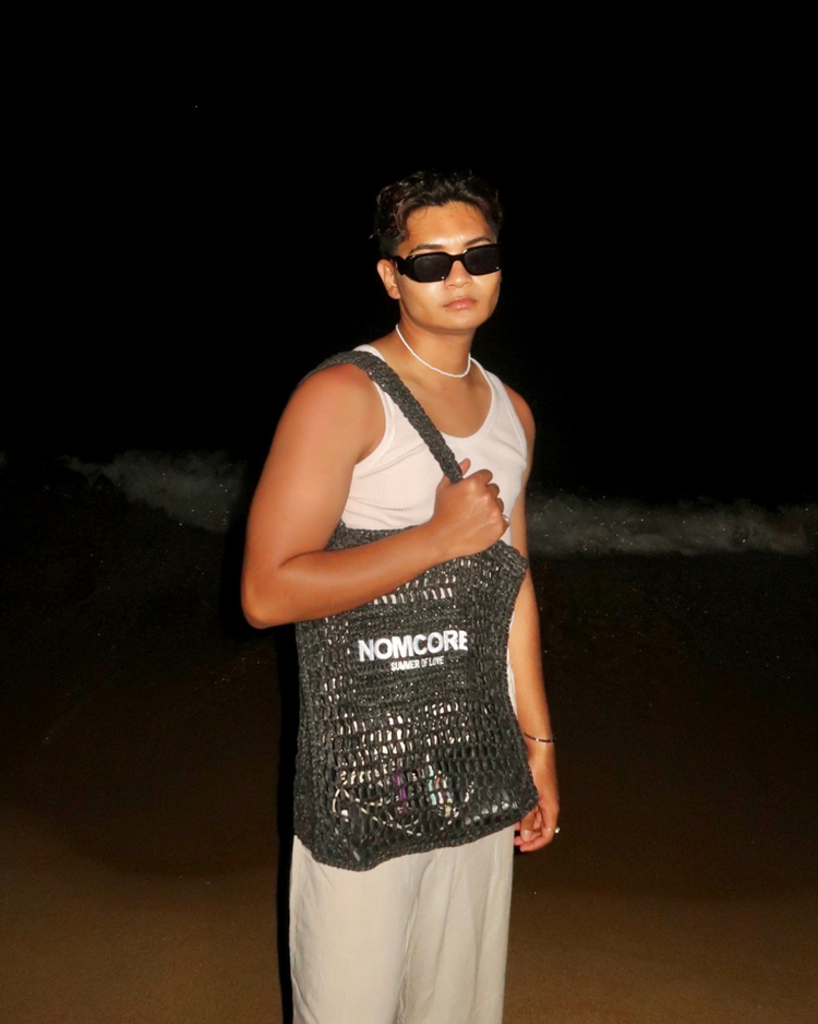 Black Crochet Tote Bag