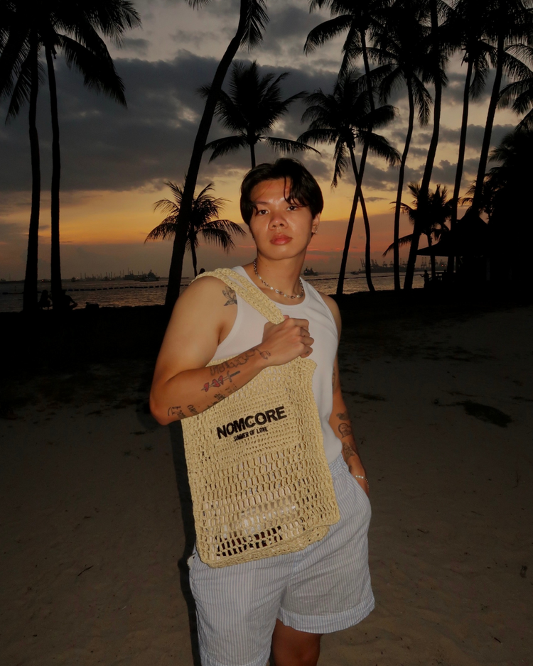 Beige Crochet Tote Bag